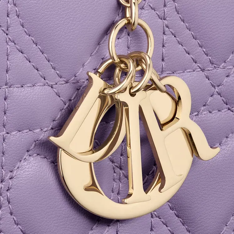 DIOR Lady Dior Heart Shaped Vine Pattern Lambskin Wallet Women's Light Purple-4
