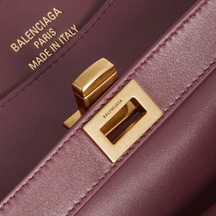 Balenciaga Smooth Calf Leather Tote Bag, Shopping Bag, Handbag Medium Size Women's Dark Burgundy-4