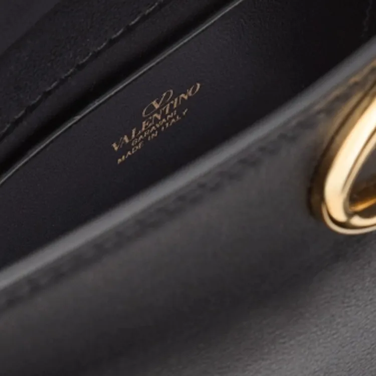 Valentino Shiny Calfskin One Shoulder Handbag Mini Women's Black-3