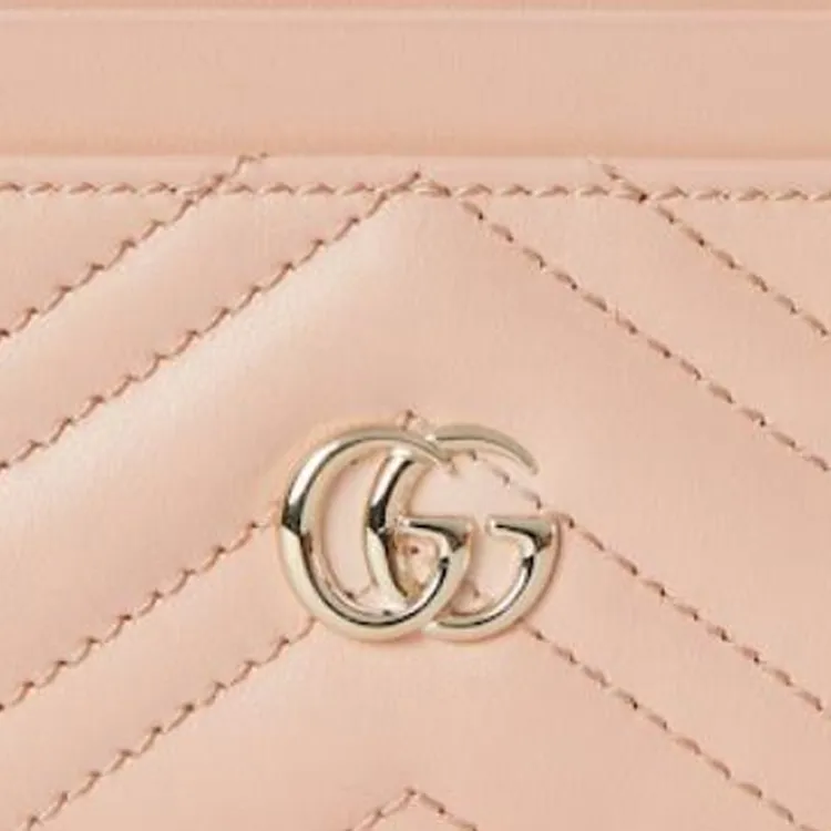 GUCCI Marmont Leather Card Holder Women's Light Pink-4