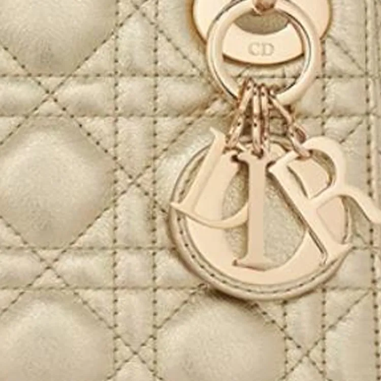 DIOR Lady Dior Calfskin Crossbody Handbag Mini Women's Metal Gold-5
