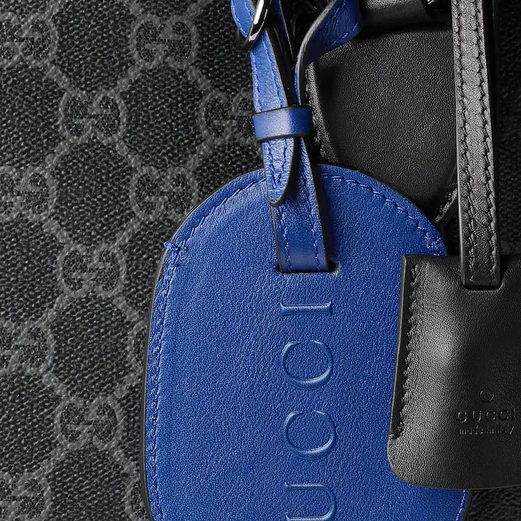 GUCCI Leather Trim Travel Bag Medium Size Unisex Black-6