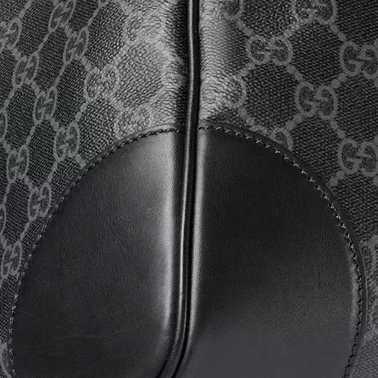 GUCCI Leather Trim Travel Bag Medium Size Unisex Black-5