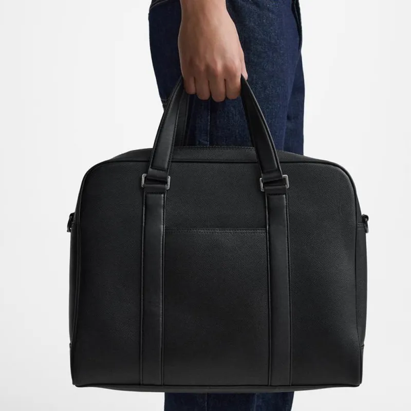 ZARA PU Handbag Shoulder Bag Crossbody Bag Regular Men's Black-3