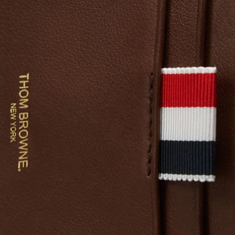 THOM BROWNE· Calfskin Card Holder Men's Chocolate-3