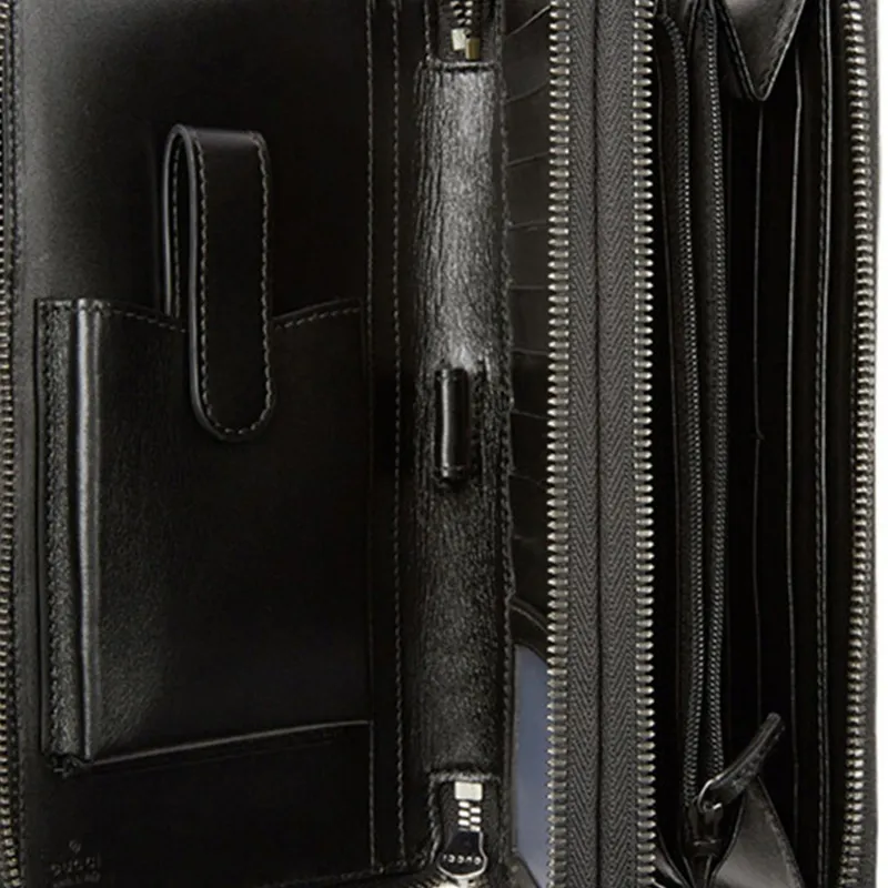 GUCCI Coated Canvas With Leather Wallet Money Clip Handbag Regular Men's Black-3
