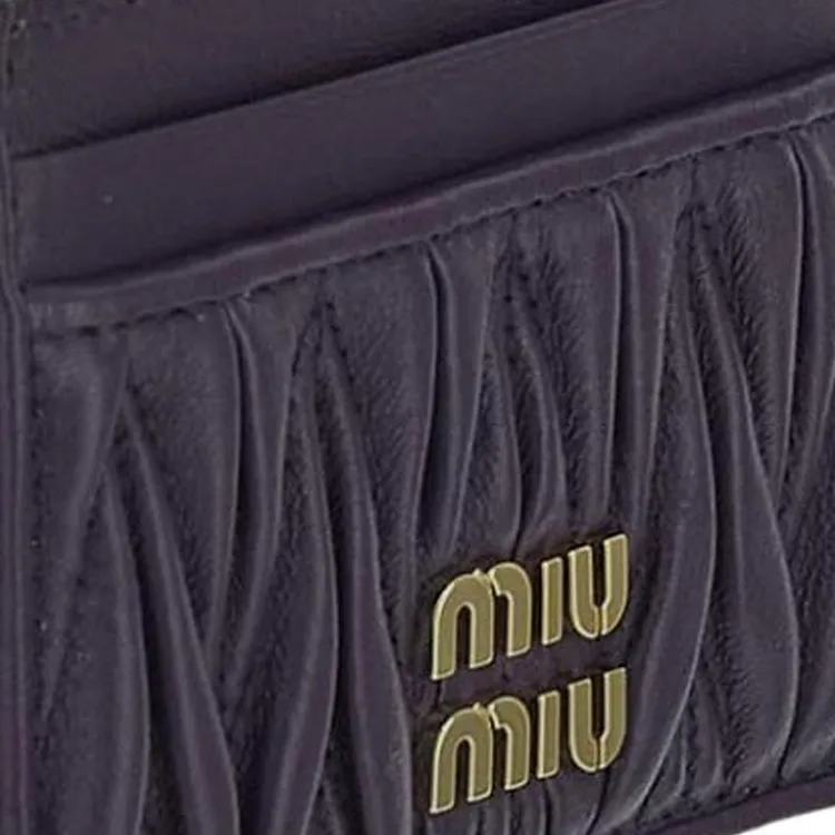 MIU MIU Matelassé Soft Sheep Leather Card Holder Card Holder Women's Purple-4
