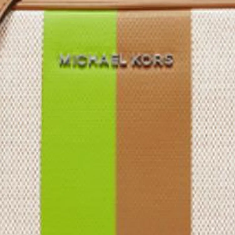 MICHAEL KORS Fabric Square Bag, Canvas Shoulder Bag Women's Beige & Camel-3