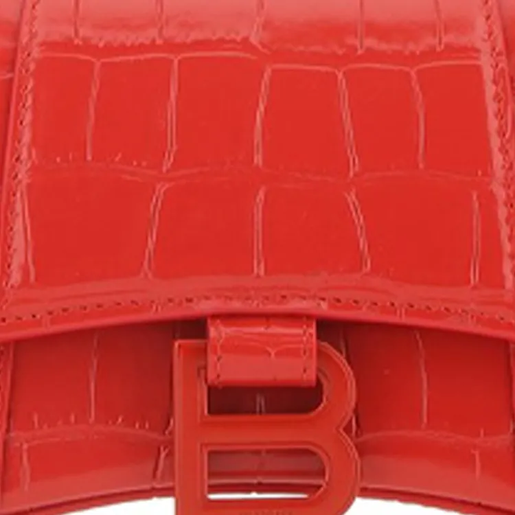 Balenciaga Hourglass Crocodile Embossed Calfskin Handbag Mini Women's Red-3