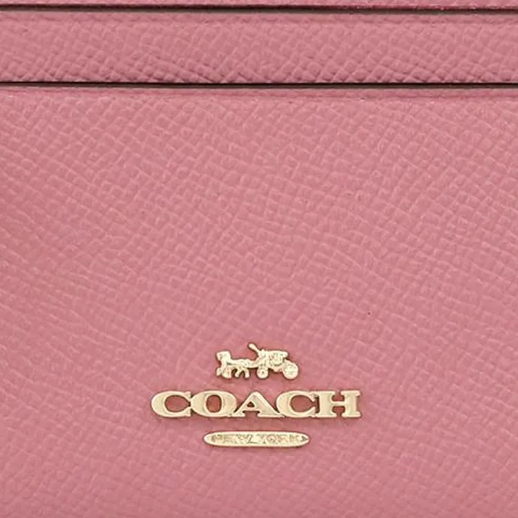 COACH Skinny Id Case Leather Card Holder Document Wallet Mini Women's Rose-4