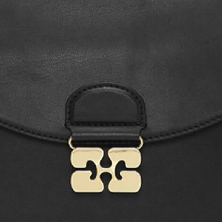 GANNI Recycled Leather Shoulder Bag Trumpets Women's Black-2