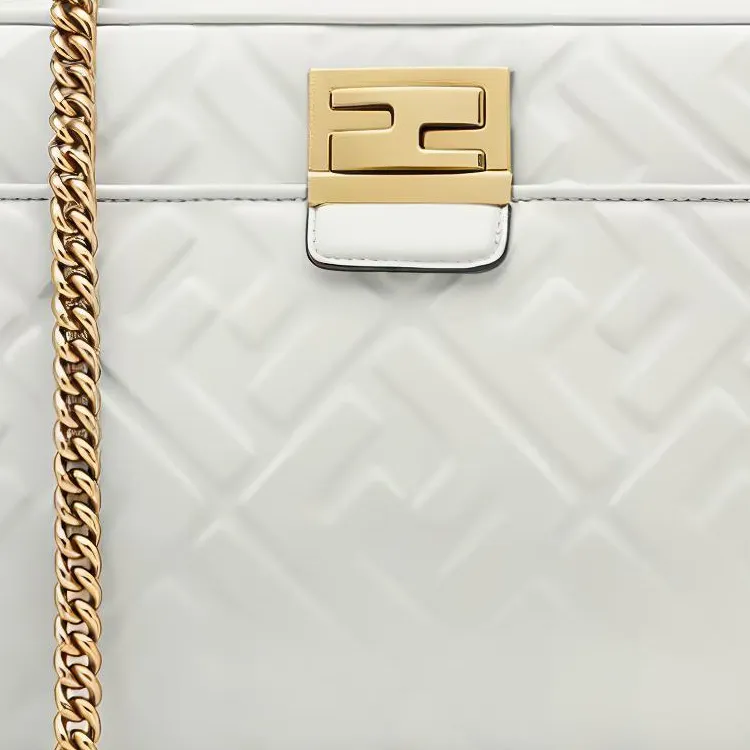 FENDI Lambskin Fanny Pack, Sling Bag, Shoulder Bag, Crossbody Bag, Handbag Women's White-2