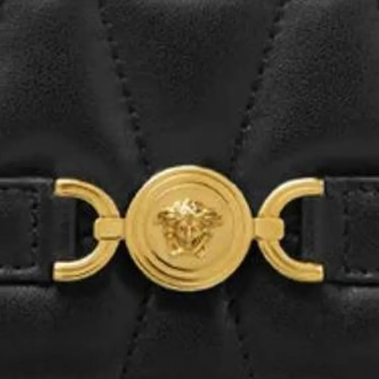 FANSIZHE Medusa '95 Lambskin Card Holder Regular Women's Black & Gold-3