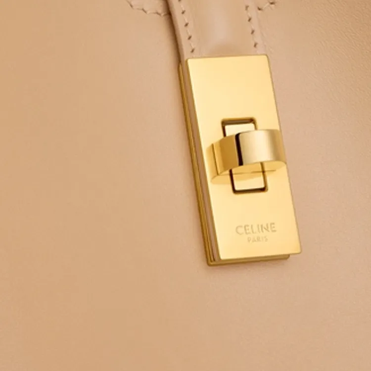CELINE Calfskin One Shoulder Handbags Medium Size Women's Light Sand-5