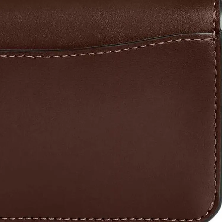 COACH Leather Card Holder Mini Women's Maple Tree Brown-3