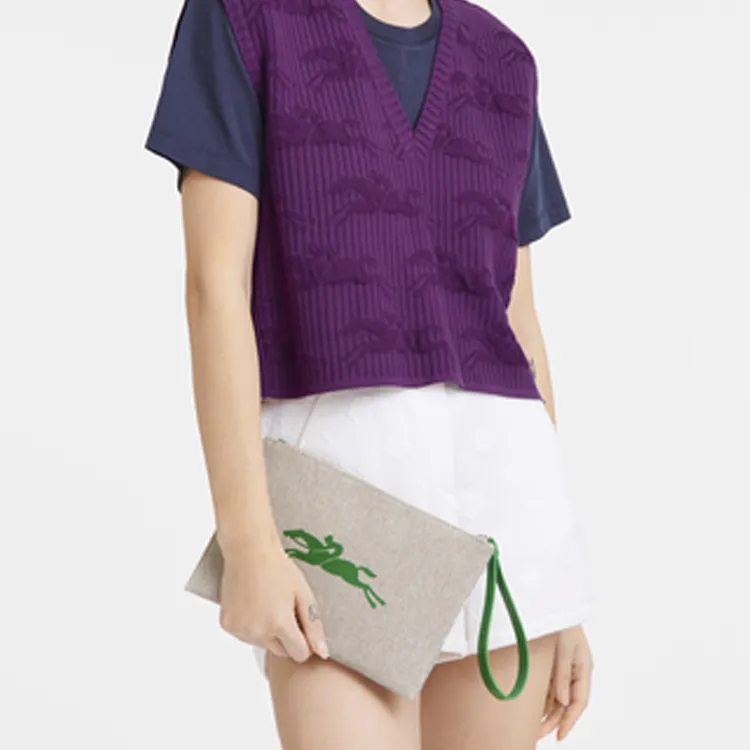 LONGCHAMP Logo Printed Zipped Clutch Bag-3