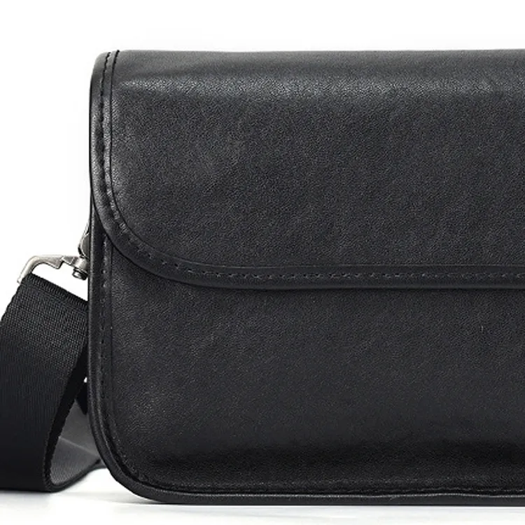 DOSRFINI Cow Leather Crossbody Bags Shoulder Bags Large Size Men's Black-2
