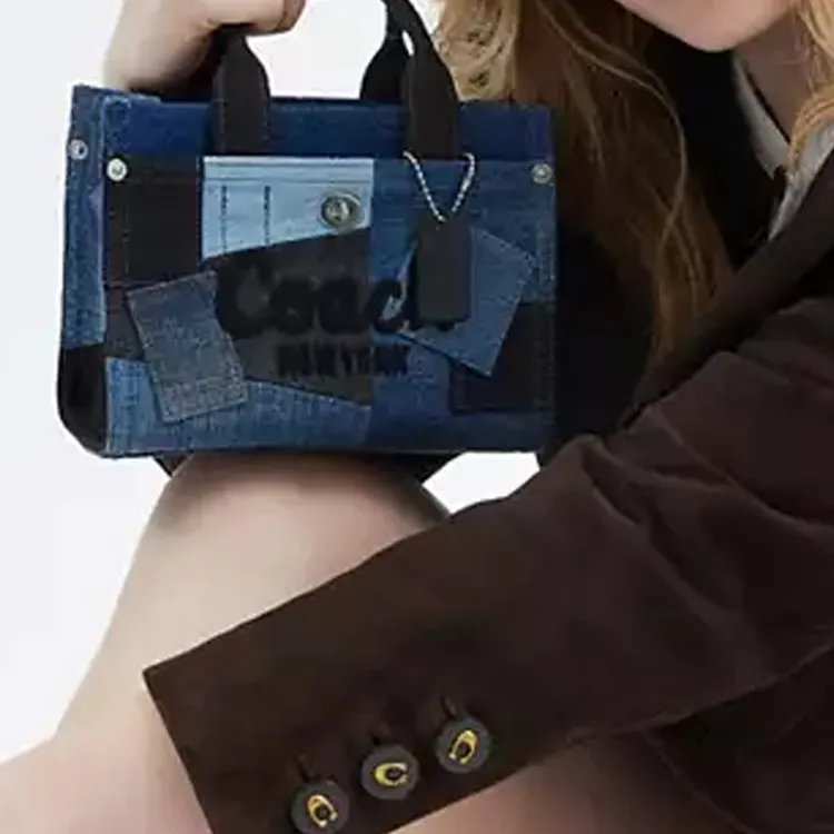 COACH Cargo Denim Tote Bag, Shopping Bag, Handbag Small Size Women's Blue-6