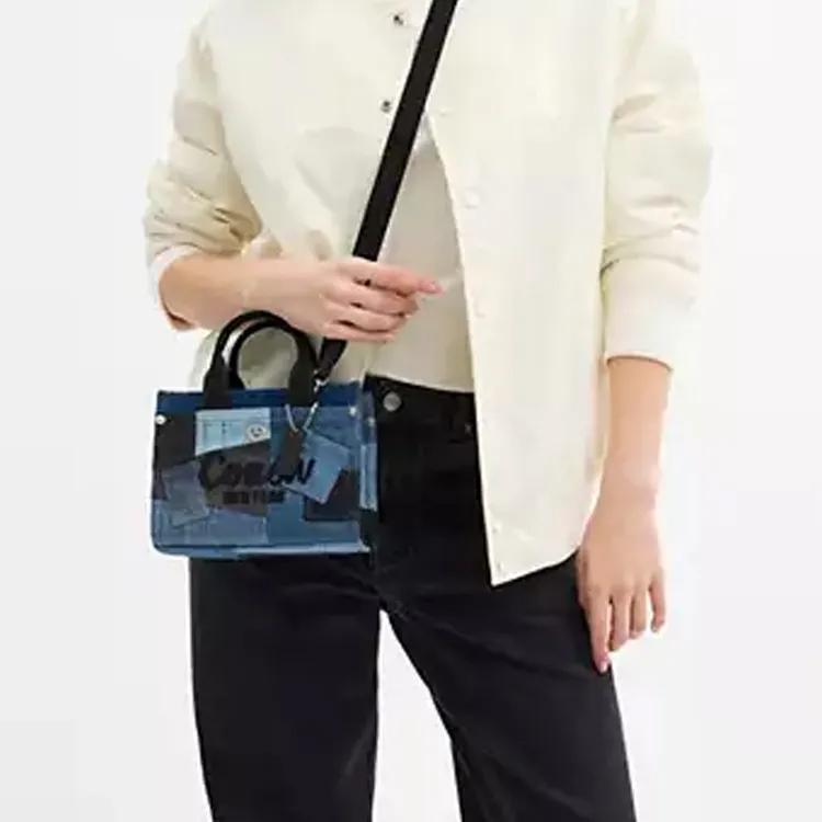 COACH Cargo Denim Tote Bag, Shopping Bag, Handbag Small Size Women's Blue-5