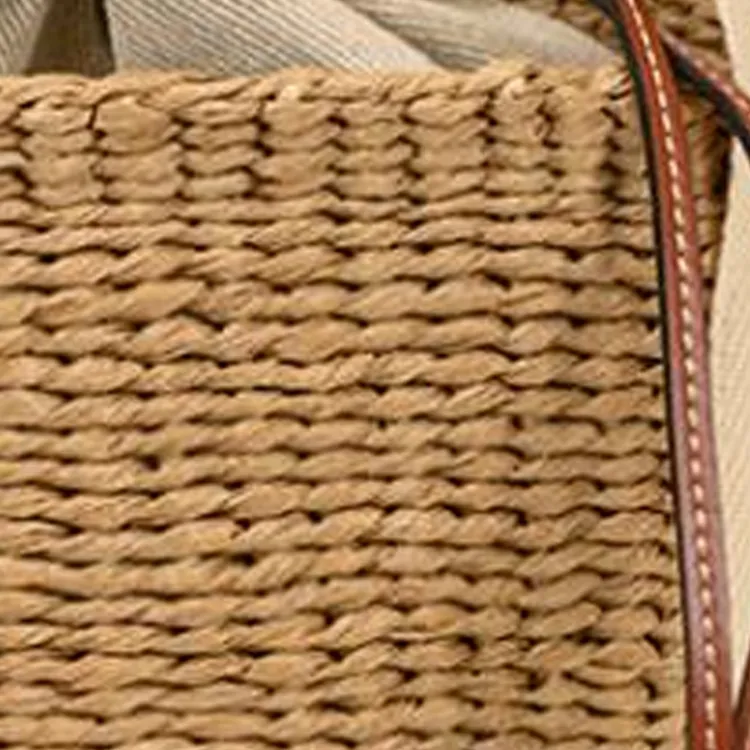 Chloe Woody Straw Bucket Bag, One Shoulder Handbag Women's Ecru-4
