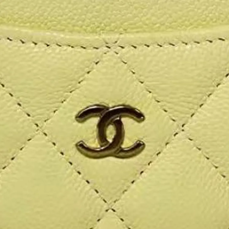CHANEL Leather Card Holder Women's Yellow-1