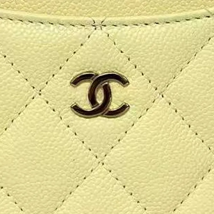 CHANEL Grain Cow Leather Wallet Women's Yellow-1