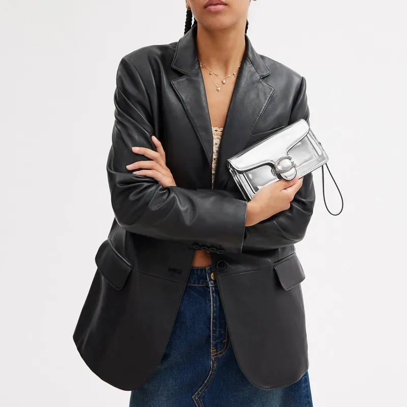 COACH Tabby Leather Messenger Bag, Handbag, Shoulder Bag Women's Silver-5