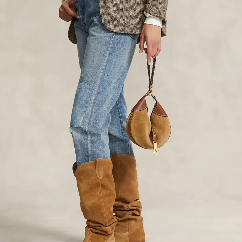 Polo Ralph Lauren Nubuck Shoulder Bag Women's Brown-4