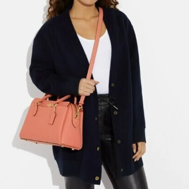 COACH Darcie Cow Leather Handbag, Shoulder Bag, Crossbody Bag Mini Women's Light Coral Red-3