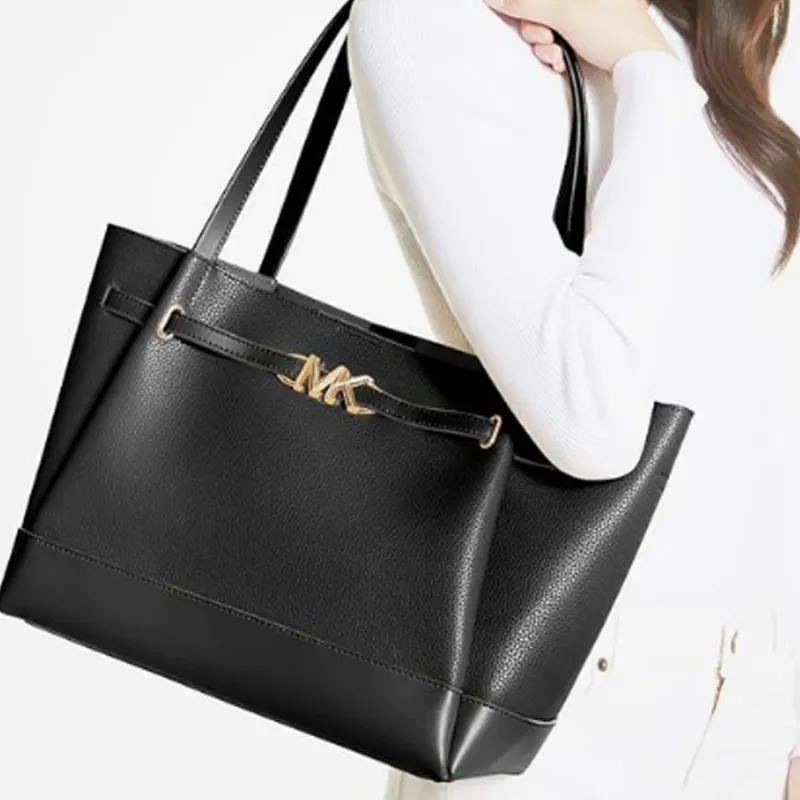 MICHAEL KORS Litchi Grain Cow Leather Tote Bag, Shopping Bag, Handbag, Shoulder Bag Women's Black-4