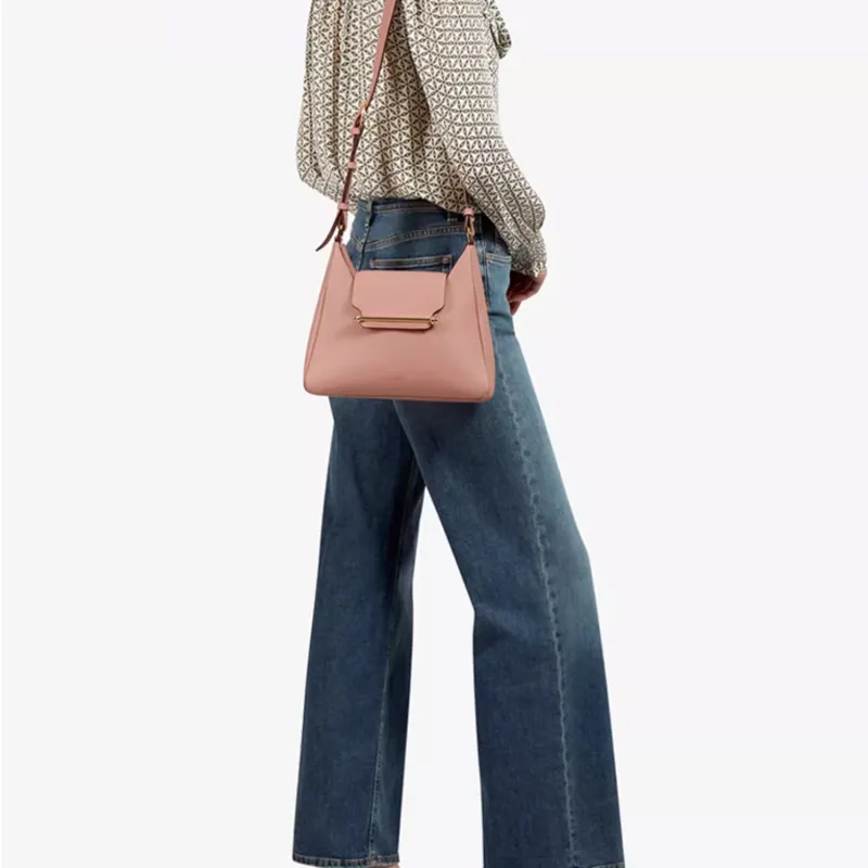 Strathberry Cow Leather Shoulder Bag Crossbody Bag Medium Size Women's Rose Pink-6