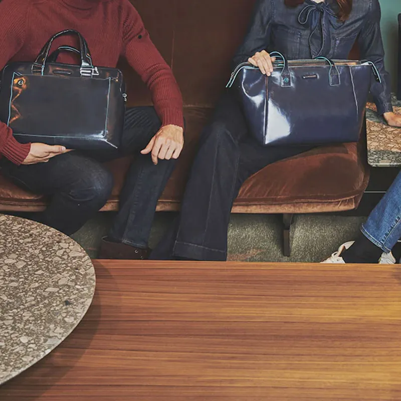 PIQUADRO Leather Laptop Bags Briefcase Shoulder Bag Crossbody Bag Handbag Regular Unisex Blue-4