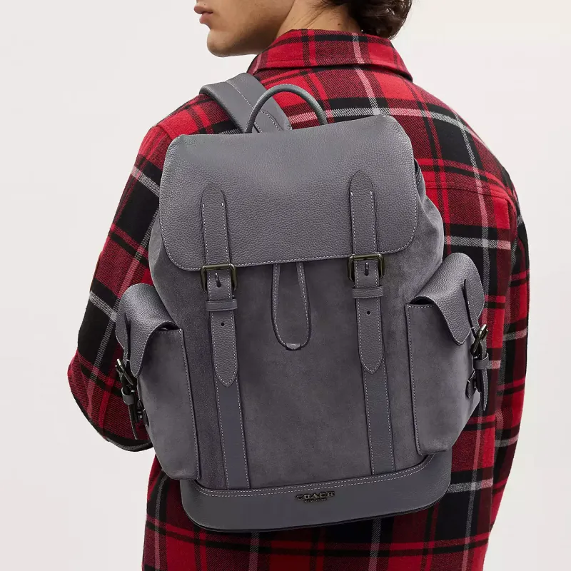 COACH Suede Backpack Tubas Women's Gray-3