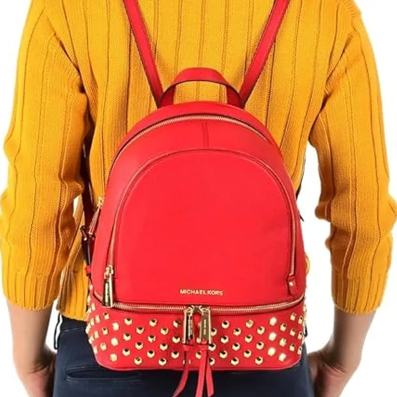MICHAEL KORS Genuine Leather Backpack Women's Red-3