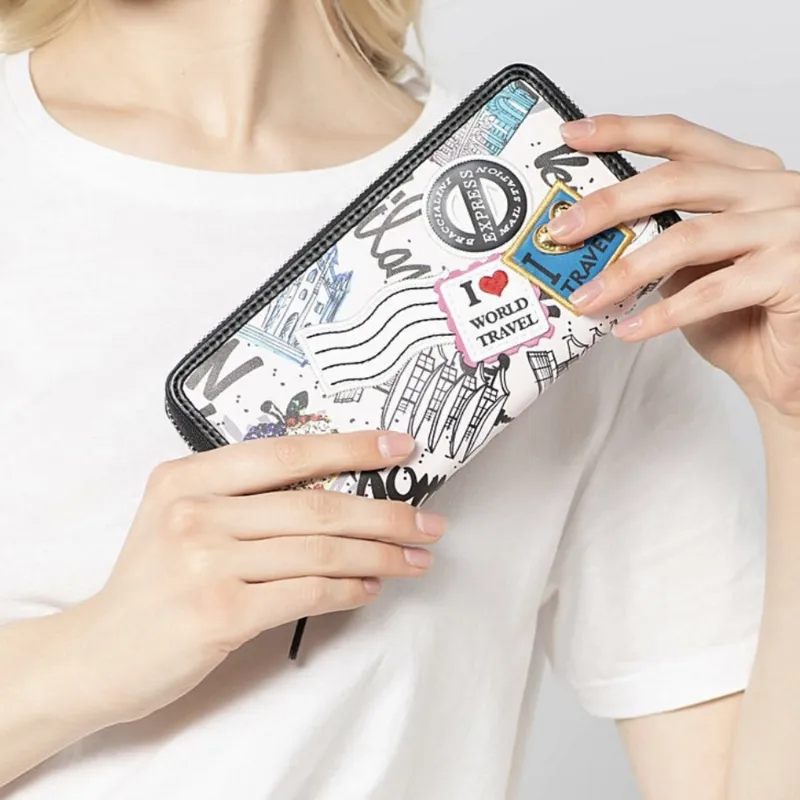 Braccialini PU Wallet Money Clip Clutch Women's Multicolor-4