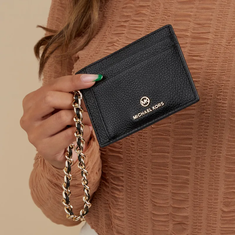 MICHAEL KORS Leather Business Card Holder, Wallet, Card Holder Trumpets Women's Black-4