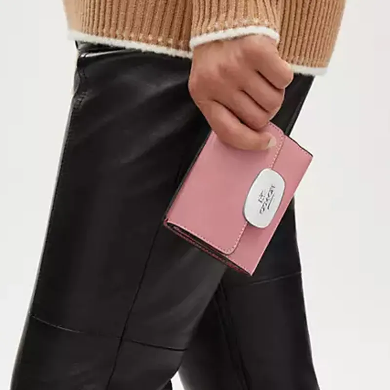 COACH Eliza Calfskin Wallet Small Size Women's Pink-4