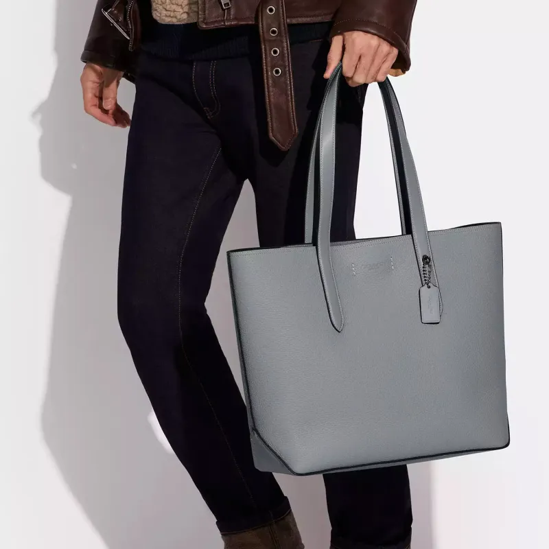 COACH Gotham Sanvalona Leather Patchwork Calfskin Tote Bag Shopping Bag Shoulder Bag Handbag Large Size Men's Gray Blue-3