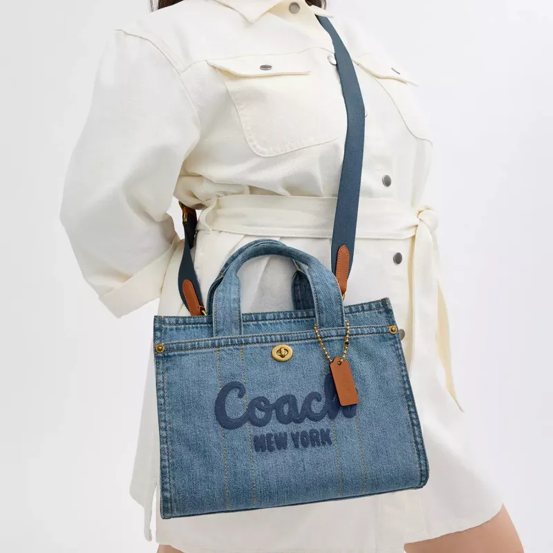 COACH Cargo Denim With Waxed Leather Chetta Tote Bag Shopping Bag Shoulder Bag Handbag Women's Indigo-3