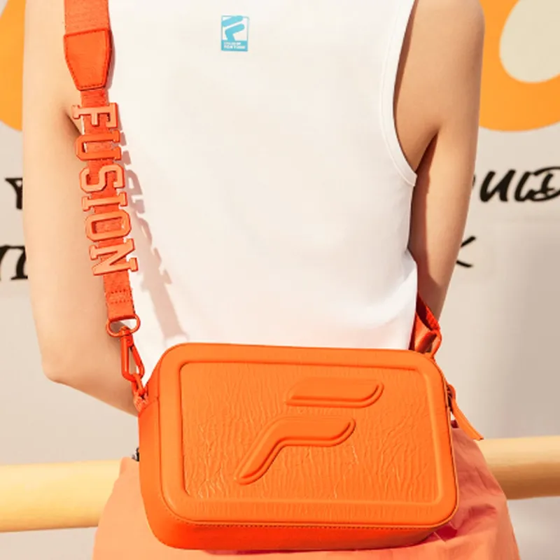 FILA FUSION Polyurethane Camera Bag, Crossbody Bag Unisex Orange-6