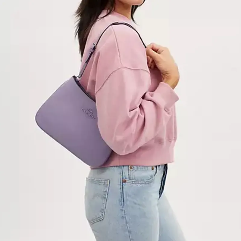 COACH Penelope Smooth Leather Handbag, Shoulder Bag Medium Size Women's Silver & Light Purple-3