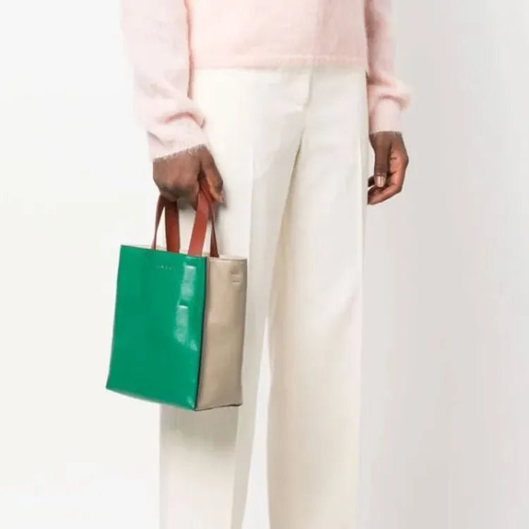 MARNI Museo Calfskin Tote Bag Shopping Bag Crossbody One Shoulder Handbags Mini Women's Green-5