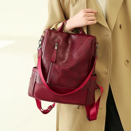 LOUIS ROYALN PU Commute Backpack Regular Women's Brown/Red/Black