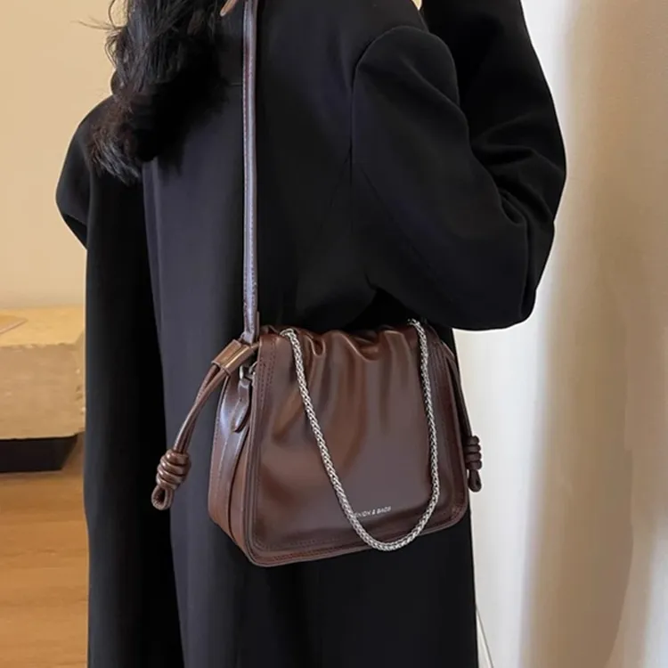 PINK·LAND PU Bucket Bags Crossbody Bag Shoulder Bag Regular Women's Black/White/Brown/Coffee-12