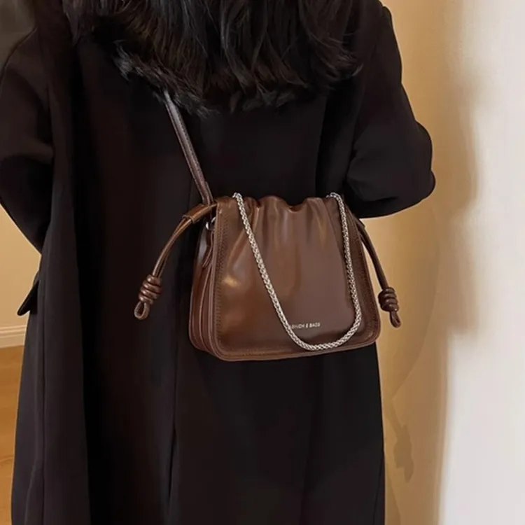 PINK·LAND PU Bucket Bags Crossbody Bag Shoulder Bag Regular Women's Black/White/Brown/Coffee-13