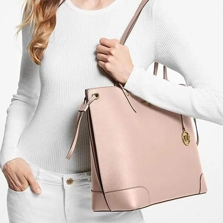 MICHAEL KORS Edith Leather Tote Bag, Shopping Bag, Handbag, Shoulder Bag Women's Soft Pink-4