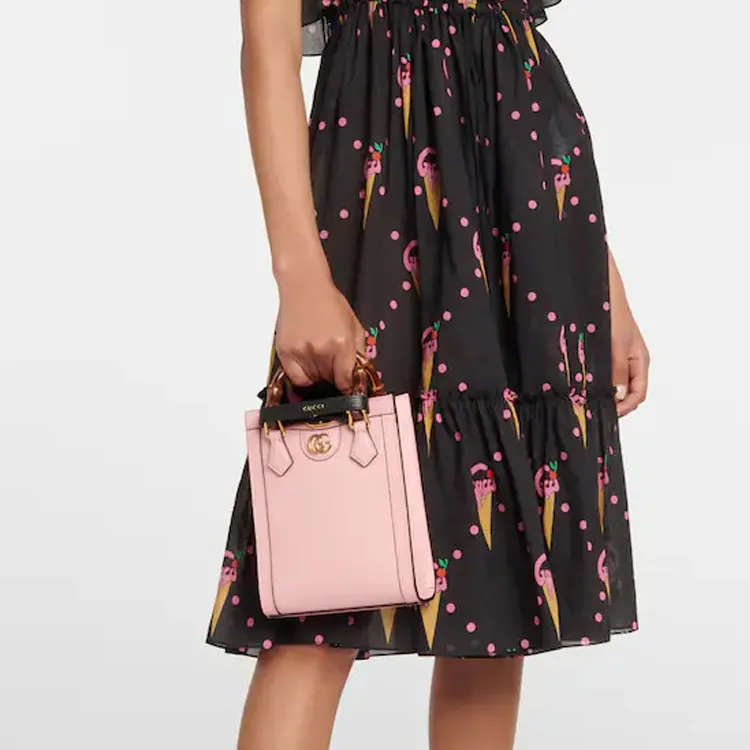 GUCCI Diana Leather Tote Bag Shopping Bag Shoulder Bag Crossbody Bag Handbag Mini Women's Pink-5