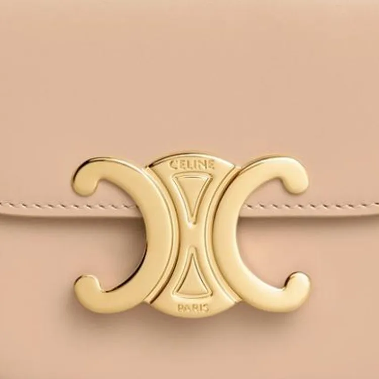 CELINE Triomphe Calfskin Shoulder Bag, Crossbody Bag Mini Women's Oat Beige-5