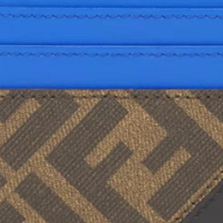 FENDI Calfskin Card Holder Men's Blue & Brown-3