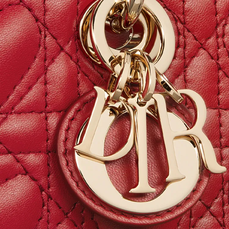 DIOR Lady D-JOY Lambskin Shoulder Bag Crossbody Bag Handbag Extra Mini Women's Red-6